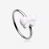 Kawaii Pop Fluffy Bow-Tie Bendable Hoop Ring-White