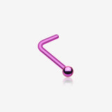 Colorline Ball Top L-Shaped Nose Ring-Purple