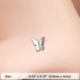 Detail View 2 of Dainty Butterfly Icon L-Shaped Nose Ring-Steel