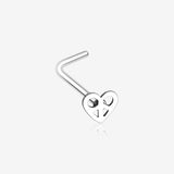 Dainty Pretzel Heart Icon L-Shaped Nose Ring-Steel