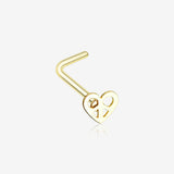 Golden Dainty Pretzel Heart Icon L-Shaped Nose Ring-Gold