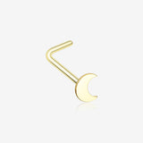 Golden Dainty Crescent Moon Icon L-Shaped Nose Ring-Gold