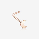 Rose Gold Dainty Crescent Moon Icon L-Shaped Nose Ring-Rose Gold