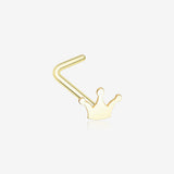 Golden Dainty Princess Crown Icon L-Shaped Nose Ring-Gold