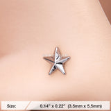 Detail View 2 of Nautical Star Icon L-Shaped Nose Ring-Steel
