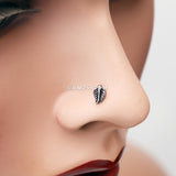 Detail View 1 of Vintage Leaf Icon L-Shaped Nose Ring-Steel