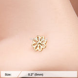 Detail View 2 of Golden Daisy Breeze Flower L-Shaped Nose Ring-Gold