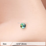 Detail View 2 of Opal Sparkle Prong Set L-Shaped Nose Ring-Black