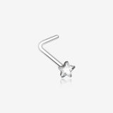Star Sparkle Steel L-Shaped Nose Ring-Clear Gem
