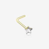 Golden Star Sparkle L-Shaped Nose Ring-Clear Gem