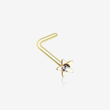Golden Star Icon Sparkle L-Shaped Nose Ring-Clear Gem