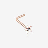Rose Gold Star Icon Sparkle L-Shaped Nose Ring-Clear Gem