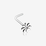 Cutesy Daisy Flower Sparkle L-Shaped Nose Ring-Clear Gem
