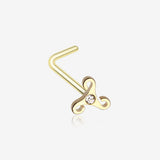Golden Trinity Icon Sparkle L-Shaped Nose Ring-Clear Gem