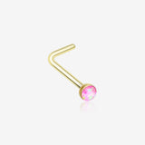 Golden Opal Sparkle L-Shaped Nose Ring-Pink
