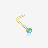 Golden Opal Sparkle L-Shaped Nose Ring-Teal