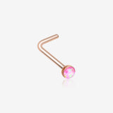 Rose Gold Opal Sparkle L-Shaped Nose Ring-Pink