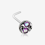 Double Opal Filigree L-Shaped Nose Ring-Purple