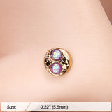 Detail View 2 of Golden Tao Filigree Opal Sparkle L-Shaped Nose Ring-Purple