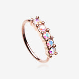 Rose Gold Aurora Multi-Gem Princess Prong Sparkles Bendable Hoop Ring