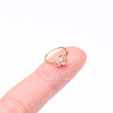 Detail View 2 of Golden Dainty Butterfly Sparkle Bendable Hoop Ring-Clear Gem