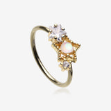 Golden Opalescent Star Sparkles Bendable Hoop Ring