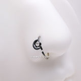 Detail View 1 of Blackline Midnight Crescent Moon Sparkle Bendable Hoop Ring-Clear Gem