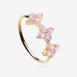 Golden Pink Flower Trio Sparkle Bendable Hoop Ring