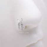 Detail View 1 of Butterfly Sparkle Dangle Gem Drop Bendable Hoop Ring-Clear Gem