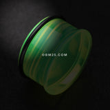 Detail View 1 of A Pair of Basic UV Acrylic Single Flared Ear Gauge Plug-Green