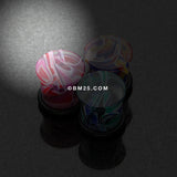 Detail View 4 of A Pair of Vibrant Marble Swirls Single Flared Ear Gauge Plug-Blue/Yellow