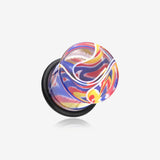 A Pair of Vibrant Marble Swirls Single Flared Ear Gauge Plug