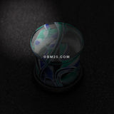Detail View 1 of A Pair of Vibrant Marble Swirls Single Flared Ear Gauge Plug-Green/Blue