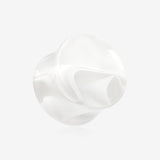 A Pair of Marble Swirl Acrylic Double Flared Ear Gauge Plug-Clear Gem