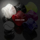 Detail View 4 of A Pair of Marble Swirl Acrylic Double Flared Ear Gauge Plug-Clear Gem