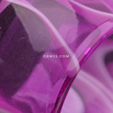 Detail View 3 of A Pair of Marble Swirl Acrylic Double Flared Ear Gauge Tunnel Plug-Purple