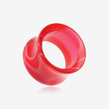 A Pair of Marble Swirl Acrylic Double Flared Ear Gauge Tunnel Plug-Red