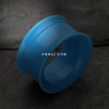 Detail View 1 of A Pair of Solid UV Smooth Flared Screw-Fit Ear Gauge Tunnel Plug-Light Blue