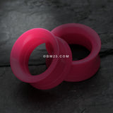 Detail View 3 of A Pair of Solid UV Smooth Flared Screw-Fit Ear Gauge Tunnel Plug-Pink