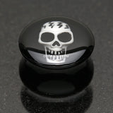Detail View 1 of A Pair of Electro 3D Skull Resin Inlay Double Flared Ear Gauge Plug-Black