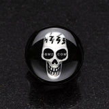 Detail View 2 of A Pair of Electro 3D Skull Resin Inlay Double Flared Ear Gauge Plug-Black
