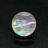 Detail View 2 of A Pair of Mother of Pearl Inlay Double Sided Ear Gauge Plug-Clear Gem/White