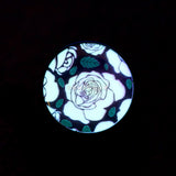 Detail View 2 of A Pair of Glow in the Dark Romantic Roses Single Flared Ear Gauge Plug-Purple
