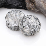Detail View 1 of A Pair of Black Sesame Stone Double Flared Ear Gauge Plug