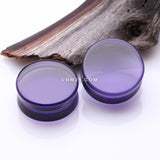 Detail View 1 of A Pair of Flat Glass Double Flared Plug-Purple
