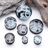 Detail View 2 of A Pair of Deco Art Swirlesque Glass Double Flared Plug-Black/White