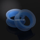 Detail View 1 of A Pair of Ultra Thin Flexible Silicone Ear Skin Double Flared Tunnel Plug-Blue