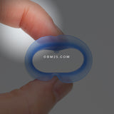 Detail View 2 of A Pair of Ultra Thin Flexible Silicone Ear Skin Double Flared Tunnel Plug-Blue