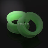 Detail View 1 of A Pair of Ultra Thin Flexible Silicone Ear Skin Double Flared Tunnel Plug-Green