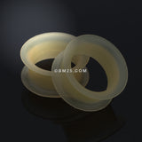Detail View 1 of A Pair of Ultra Thin Flexible Silicone Ear Skin Double Flared Tunnel Plug-Peach